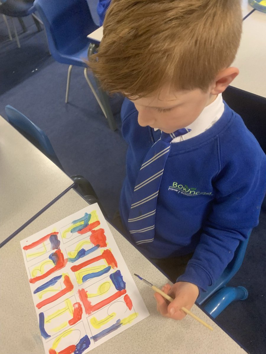 MissSmith43's tweet photo. Mixing primary colours to create a number grid.  We have been inspired by Jasper Johns.  🎨 👩‍🎨 👨‍🎨 @Bowness_Primary Bowness_Primary https://t.co/9OdewwTvmy
