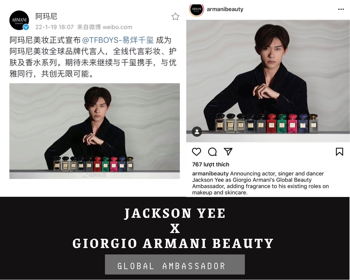 JacksonyeeD's tweet photo. Congratulations Giorgio Armani's Global Beauty Ambassador - Jackson Yee #JacksonYee #易烊千璽 #Yiyangqianxi  #armanibeauty #armaniPrive https://t.co/D9nwsPvvNP