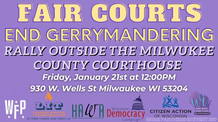 wiworkingfam's tweet photo. Friday, January 21st join us, @lit_wi, HAWA, @wisdc, @CitizenActionWI, &amp; @WIFairMapsCo, &amp; MORE &amp; Rally for #FairCourts to #EndGerrymandering!

😷 In-person: PPE, hand warmers, &amp; Mexican champurrado provided

💻 Virtual: share posts &amp; Facebook live

RSVP: https://t.co/aVt8HvUa1c https://t.co/sCTsqvXKi7