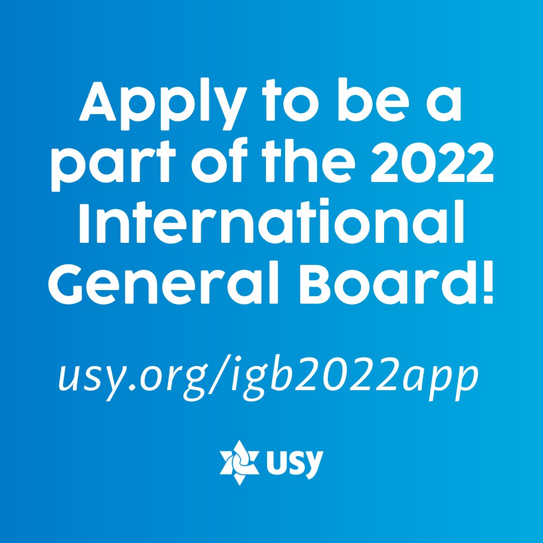 Ready to take the next step in your USY leadership journey? We are now accepting applications for the 2022 International General Board. Read the introductory letter and apply at usy.org/igb2022app.