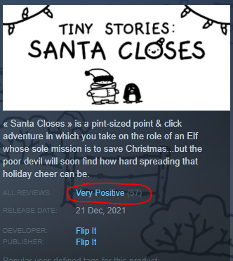 Thanks to all the players who took the time to leave us a review! It's still the best way to support the little games on Steam: to let people know that you enjoyed the adventure!