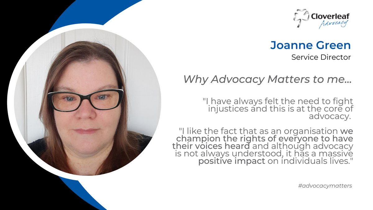 With an ever-growing number of people accessing advocacy services, we’re asking members of the Cloverleaf team to share their views, thoughts &amp; experiences on advocacy &amp; why #advocacymatters
First-up is Service Director - Joanne Green 
↪️ bit.ly/3Iny179 

<a href="/NDTicentral/">NDTi</a>