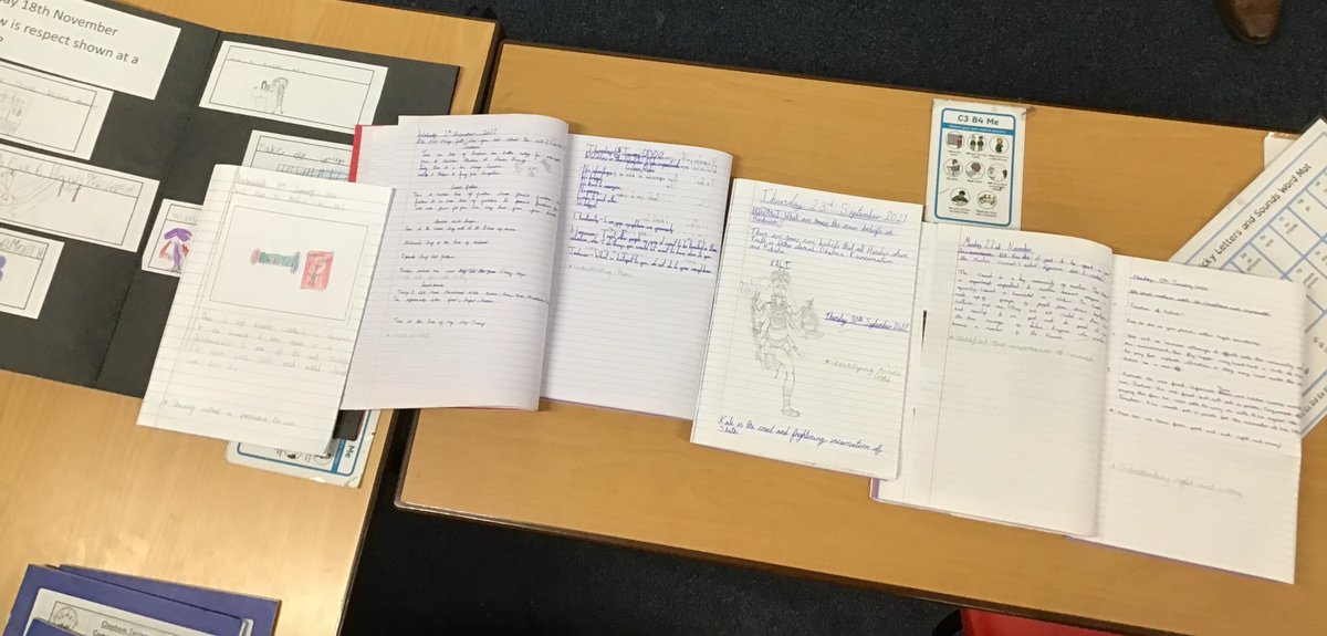 ClaphamTerrace1's tweet image. We have been looking at our excellent RE and Topic books today after school. Some incredible work on show, very proud #RE #Topic #bookwork