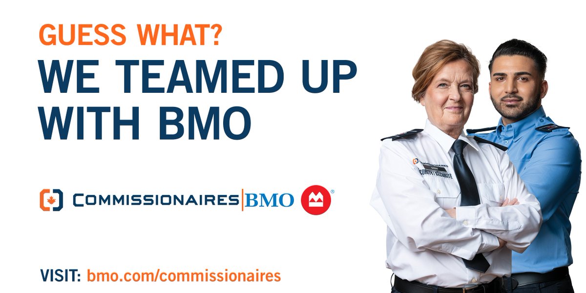 Commissionaires teamed up with BMO to offer employees a dynamic banking program with exclusive offers and preferred rates on mortgages, credit cards, everyday banking, and more.

Even if you are a commissionaire who already banks with BMO, you have access to these offers!