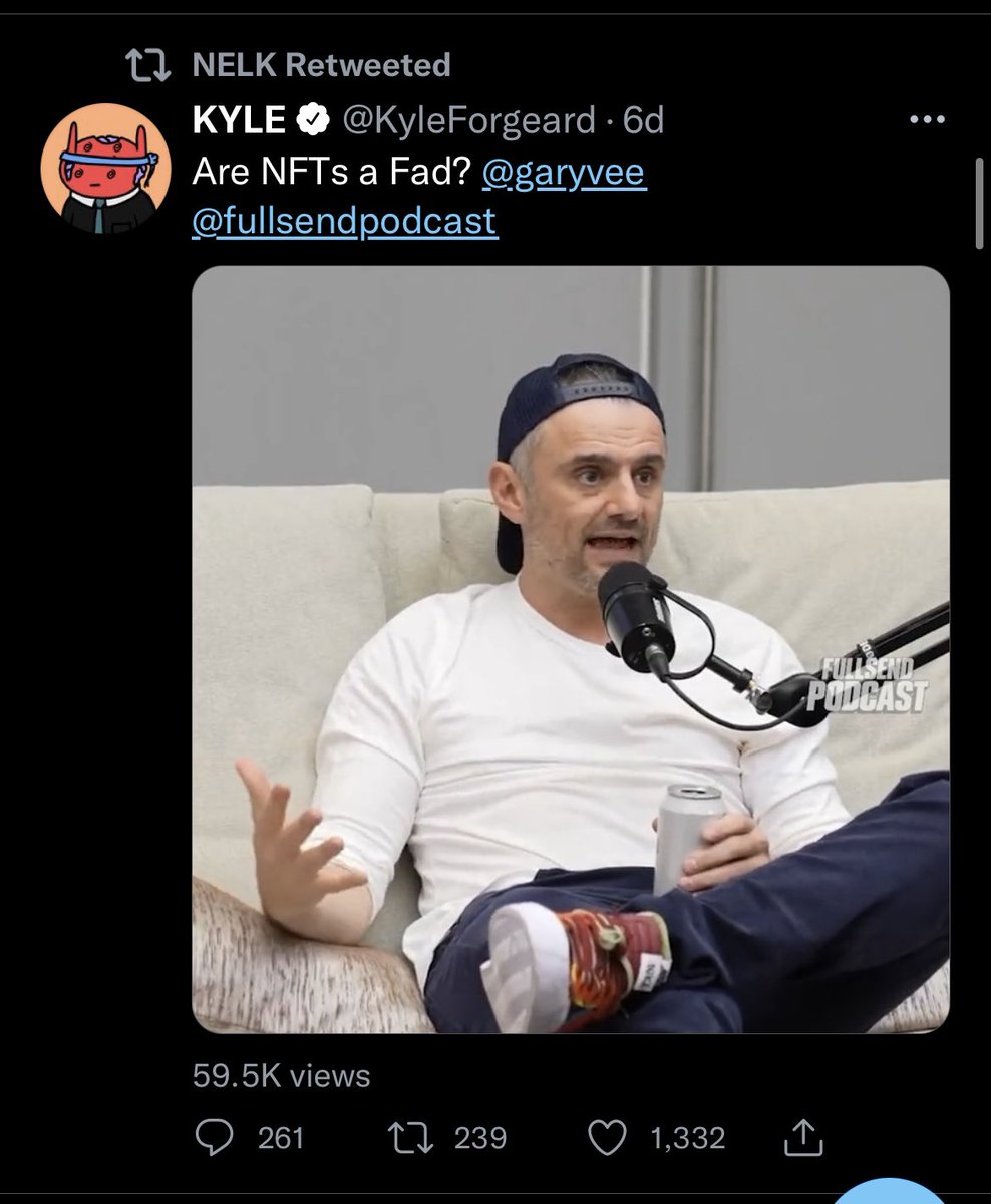 Loopify's tweet photo. Case #7263 of shady NFT launches:

- NelkBoys do podcast with GaryVee about NFTs a few days ago.
- Announce an NFT drop a few days later.
- Give shady influencers pre-mints before official launch.
- Influencers dump at launch. https://t.co/Ex6hL2xuyK