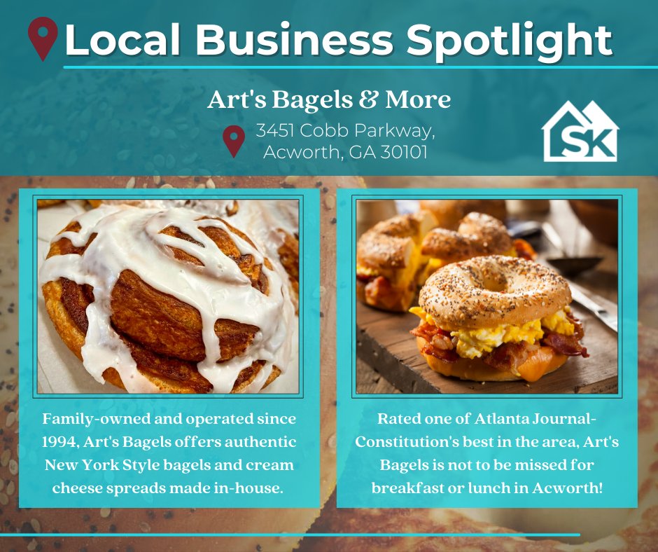 KullStephanie1's tweet image. Looking for a great local spot for breakfast or lunch? Check out family owned Art's Bagels and More. With many sweet and savory fresh made bagel options as well as delicious house blend coffee, you can't go wrong with a stop at Art's. 
 #acworth #localbusiness #artsbagels