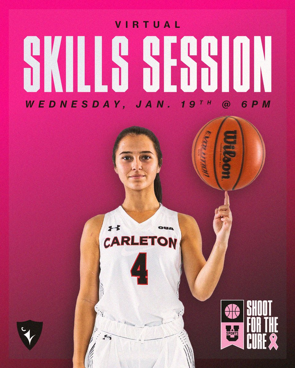 CURavensBBall's tweet photo. Tonight Ravens women's basketball will be hosting a virtual skills session for youth athletes in support of #ShootForTheCure week 💕

⏰ Session begins at 6PM

➡️ Email michelle.abella@carleton.ca to register! https://t.co/wQnc83Tx0F