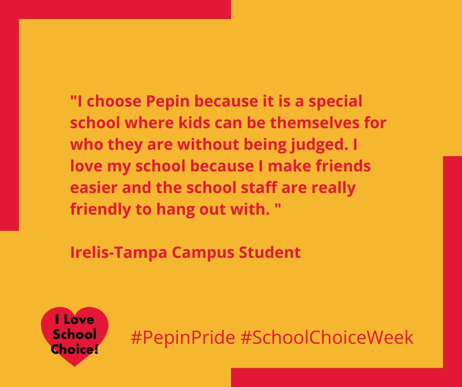 We are so proud to be able to serve these families and carry out our mission of empowering students with learning disabilities to maximize their potential in a positive therapeutic educational environment. 
#PepinPride #SchoolChoiceWeek