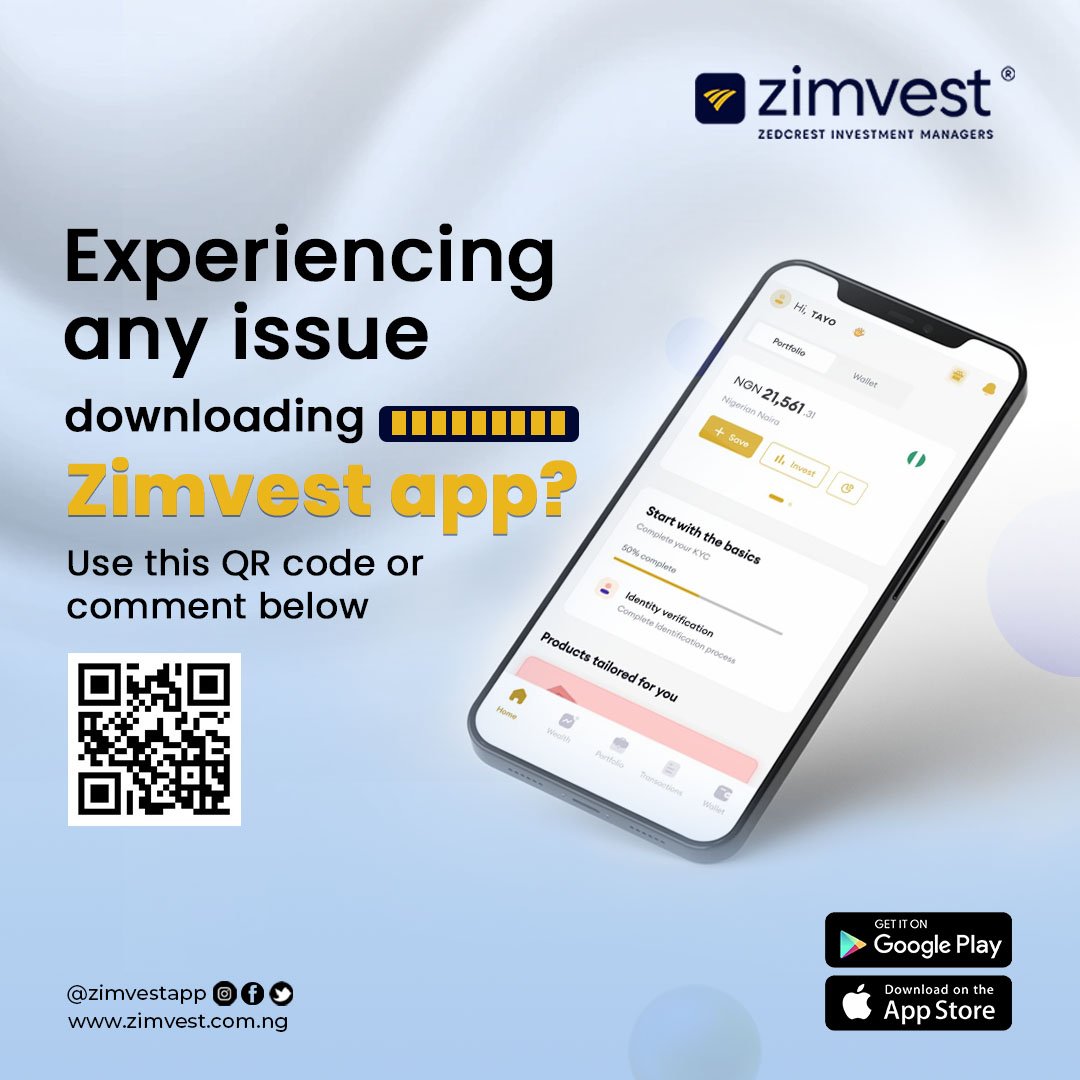 ZedcrestWealth's tweet photo. Use the QR Code or comment below if you're having any issue downloading the Zimvest App.
#ZimvestVIP
#ZimvestApp
#SimplifyingWealthCreation https://t.co/76o9LhShu9