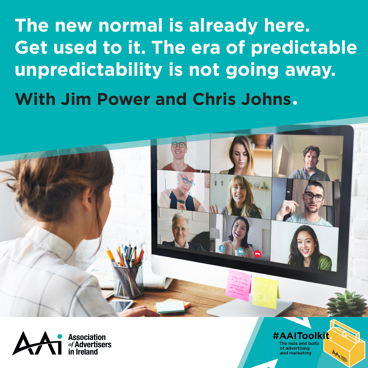 PLACES ARE FILLING FAST! 

Upcoming #Webinar: The new normal is already here. Get used to it. The era of predictable unpredictability is not going away. With Jim Power and Chris Johns.

Tuesday 25th January
Time: 10am 
Register here: us02web.zoom.us/webinar/regist……

#AAIToolkit