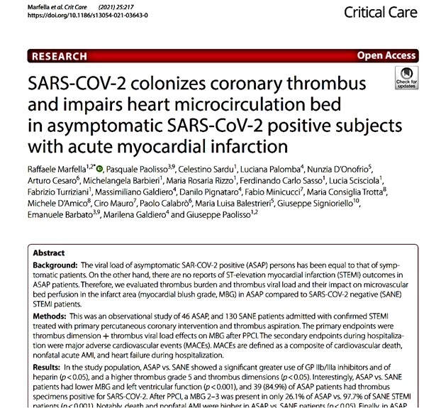 Aguirre1Gustavo's tweet image. DETECTION OF SARS COV2 INSIDE THE THROMBUS USING PCR
Study observed that the size of thrombus correlates with a higher Viral Load inside the clots
Findings support our proposal to perform PCR using #microclots or centrifuged blood as a sample in #LongCOVID
doi.org/10.1186/s13054…