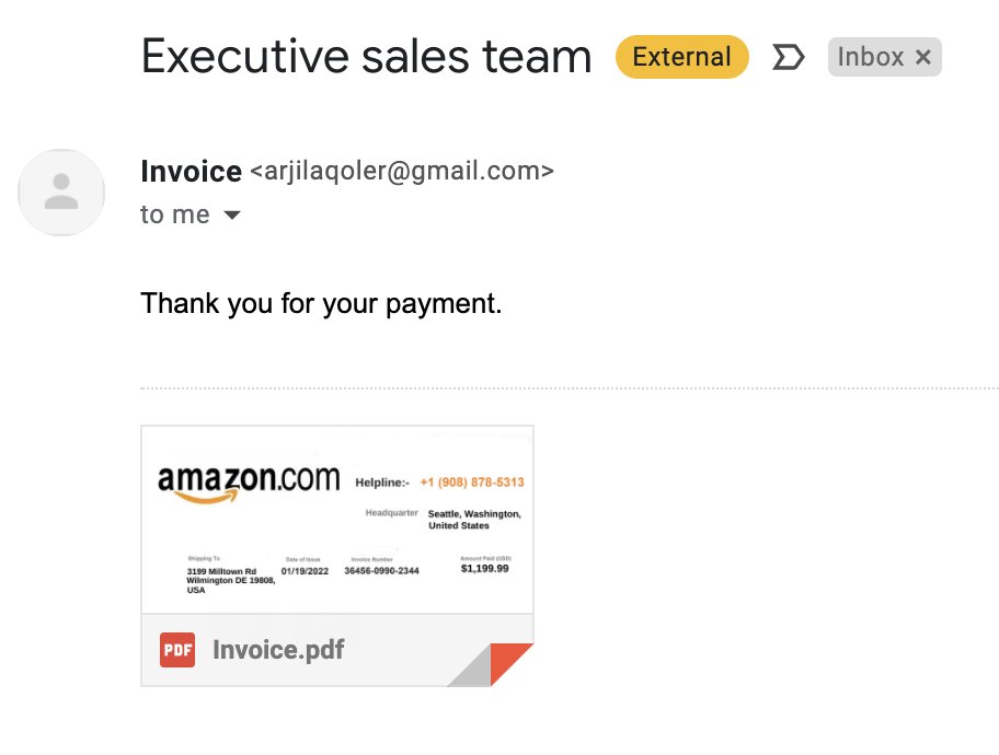 Casey's tweet photo. just found this phishing attempt in my inbox.  if anyone is bored, give them a call https://t.co/swRIcUyp8g