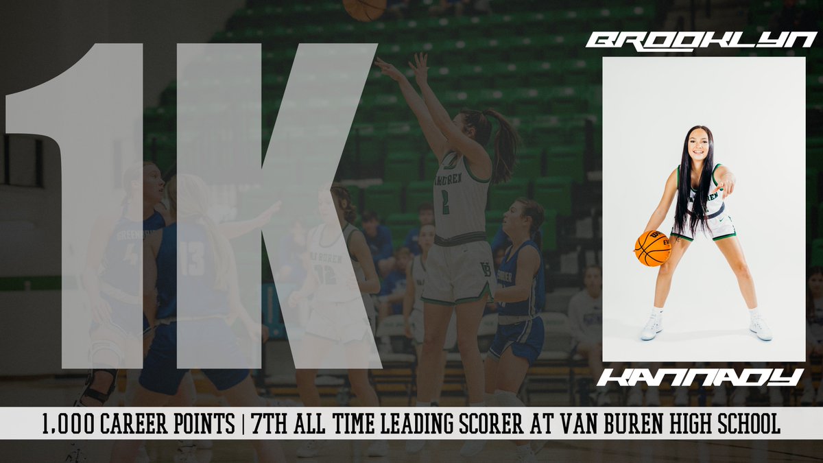 vbladypointers's tweet photo. Yesterday in our win over Alma, @BrooklynKannady scored her 1,000th career point!! She is now the 7th all-time leading scorer in VBHS Girls Basketball history. Way to go, BK! https://t.co/leNDtl6a1v