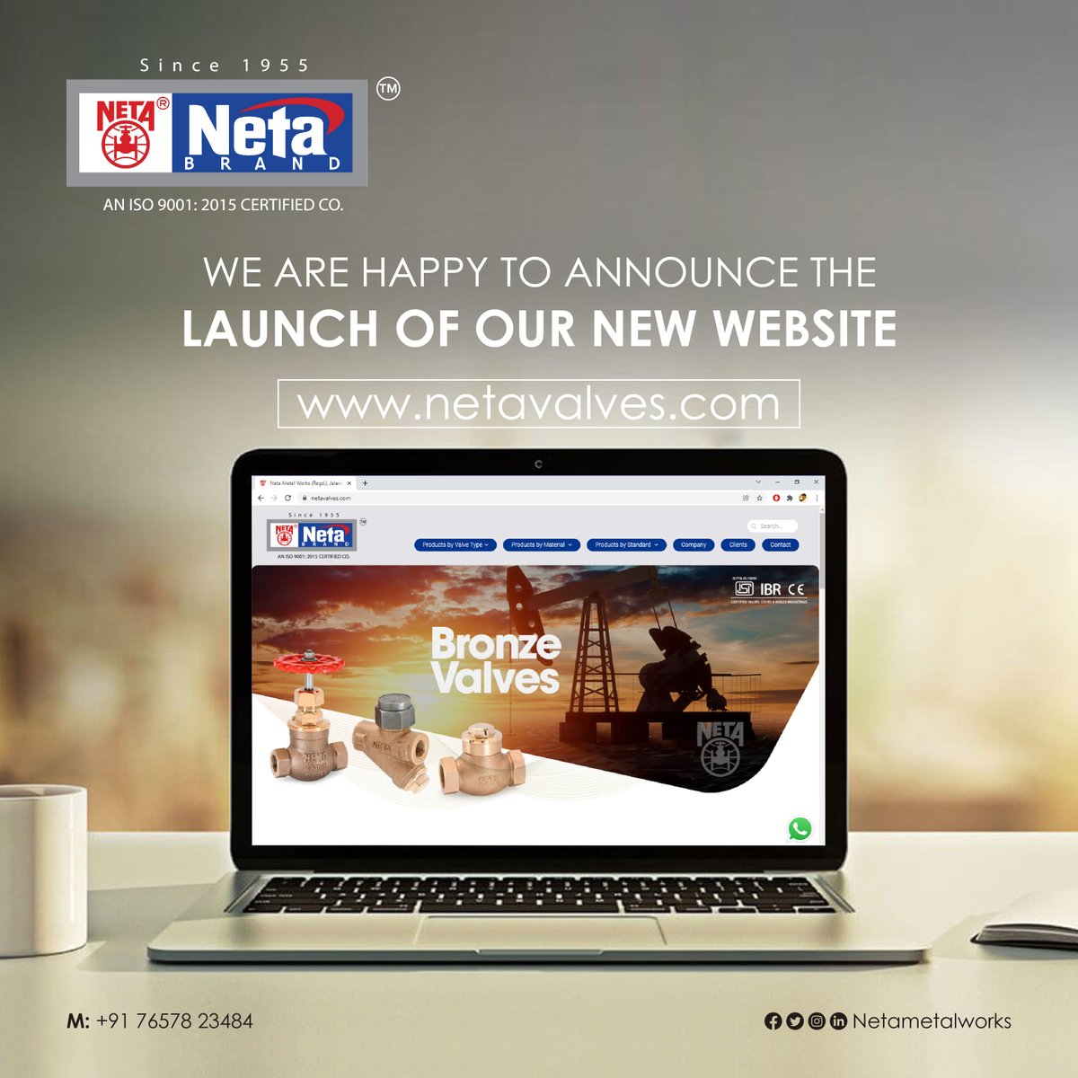 NetaMetalWorks's tweet photo. We are excited to announce the launch of our new website! https://t.co/TJJjtOLWRp Please take a look around and you will find all of our products with full description. You can Call us Now and Book your order. 
Call - 7657823484
Email. - Info@Netametal.com

#netaValve #valves https://t.co/MQx86ZXkmV