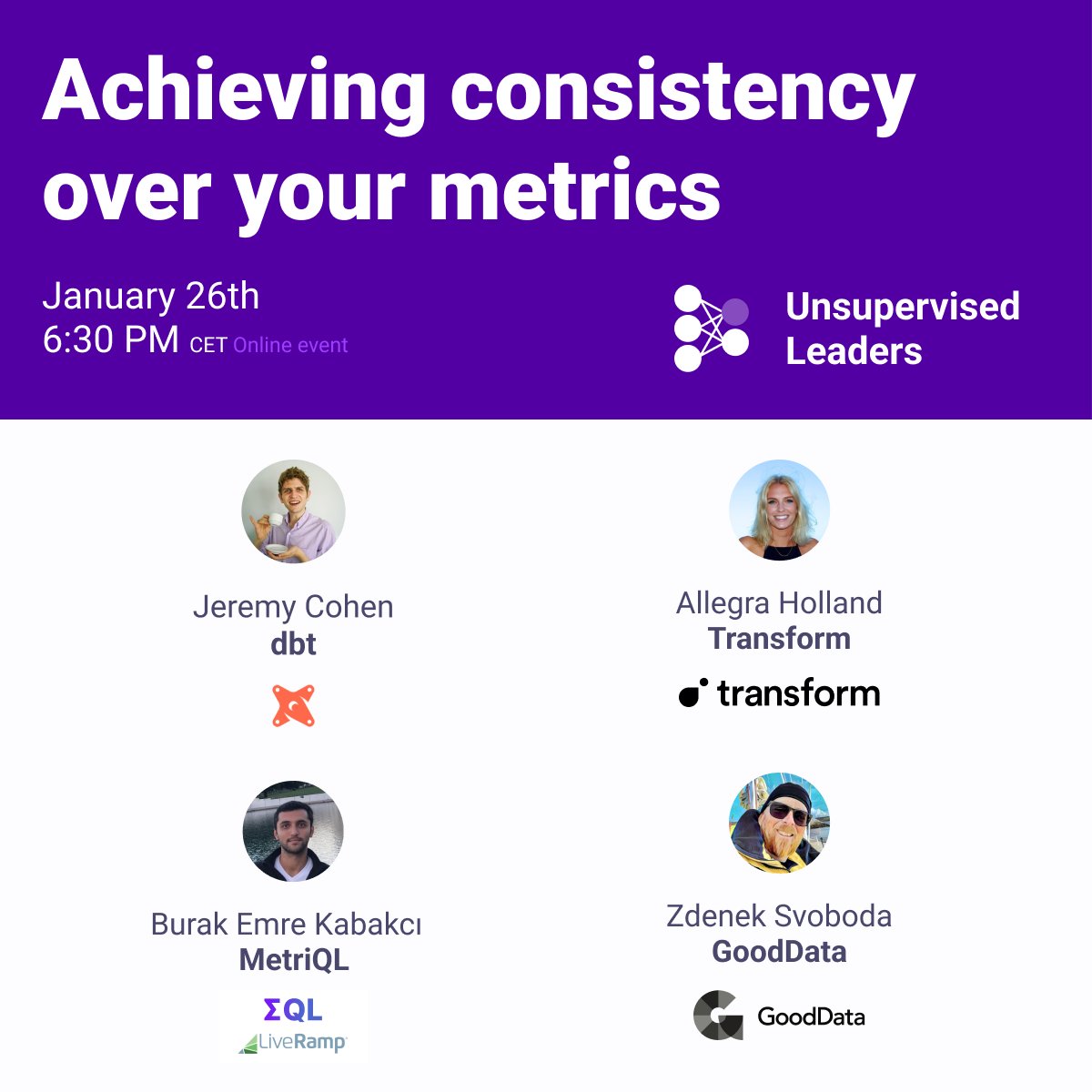 Join us for a discussion on how to build consistency over your #metrics next Wednesday, ft. 
<a href="/getdbt/">dbt</a> , <a href="/gooddata/">GoodData</a> , <a href="/transformio/">Transform Data</a>  &amp; <a href="/LiveRamp/">LiveRamp</a> . 

REGISTER HERE: castordoc.notion.site/How-to-achieve…