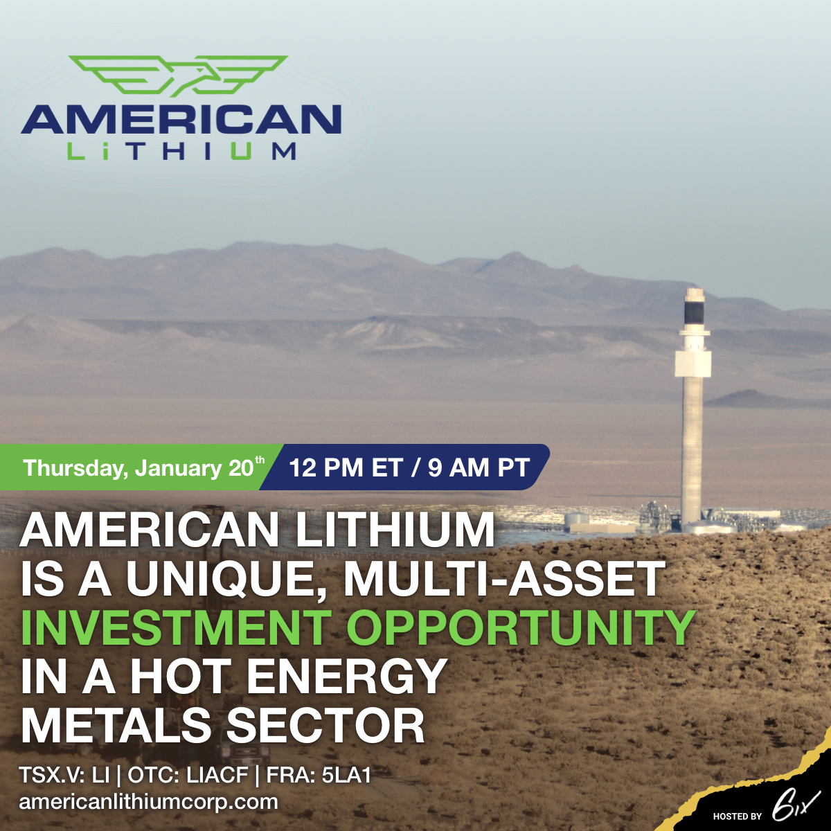 LithiumAmerican's tweet photo. Tomorrow, take part in the live summit hosted by @6ix, and hear from our CEO & Director, Simon Clarke, about the progress American Lithium has made since our last summit.
Register here to take part: https://t.co/5D4rNVEzxo
$LI.V #LIACF #5LA1 https://t.co/L8C423EV23