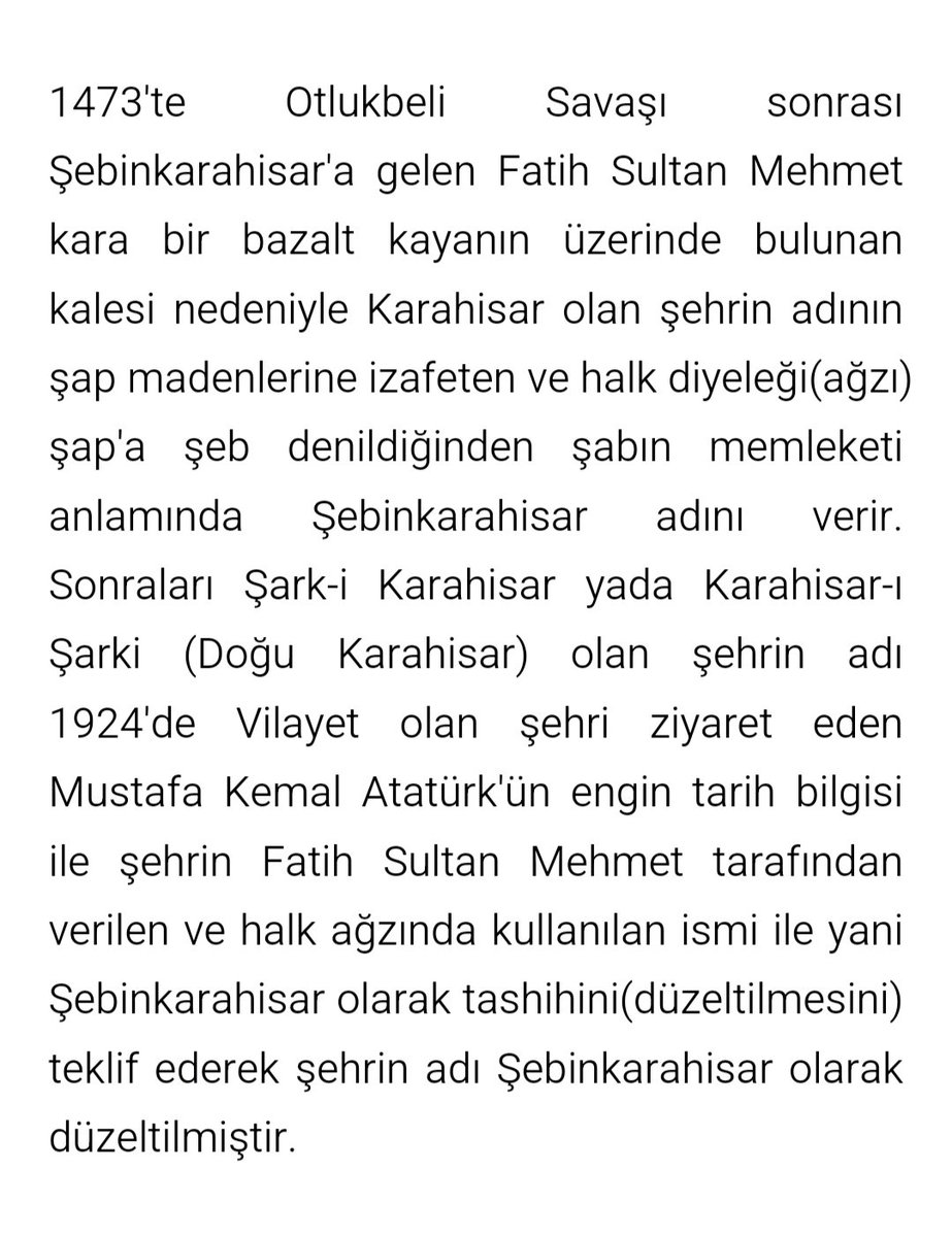 MagnetSebin's tweet photo. @aslibuyukozer Tarihte her dönem yerleşim yeri olan şap madeni ve henüz hangi tarihte kim tarafından yapıldığı gün yüzüne çıkmamış olan heybetli ve gizemli kalesine istinaden özel bir isme sahip olan Şebinkarahisar adının nereden geldiğine dair özet bir bilgiyi izninizle buradan paylaşalım: https://t.co/VTcCSADy0X