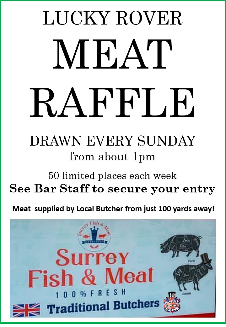 LuckyRoverPub's tweet photo. This Sunday's Meat Raffle tickets are now on sale!! https://t.co/LsdbkJZVj2
