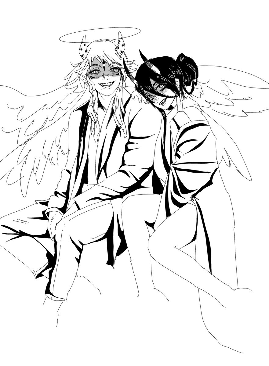 7heartsArt's tweet photo. WIP Wednesday โจ๐ my angel and demon OCโs ๐ #7heartsart #mangaart #angeloc #demonoc #hellsociety #procreatesketching #wipwednesday https://t.co/NnniJHoDre