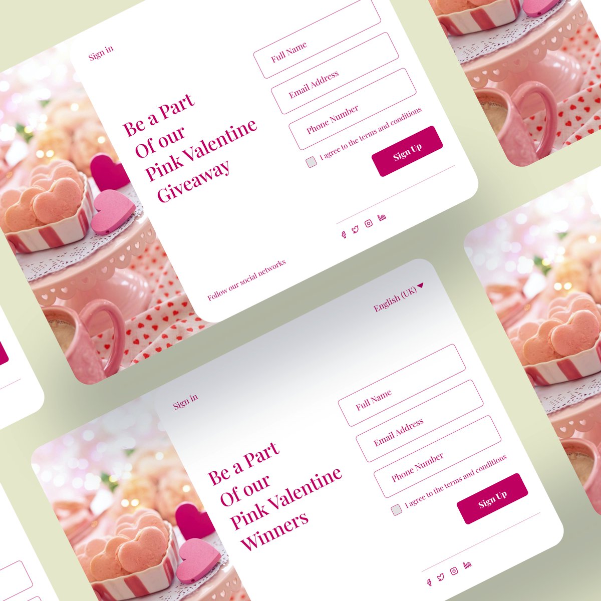 TheSholaAjayi's tweet photo. Today, I started the #DailyUI challenge. For today's challenge, I decided to create a sign up web page for a Baker's Valentine giveaway/contest. 
How did I do? 
 #DailyUI100 https://t.co/h72JwtZGVL