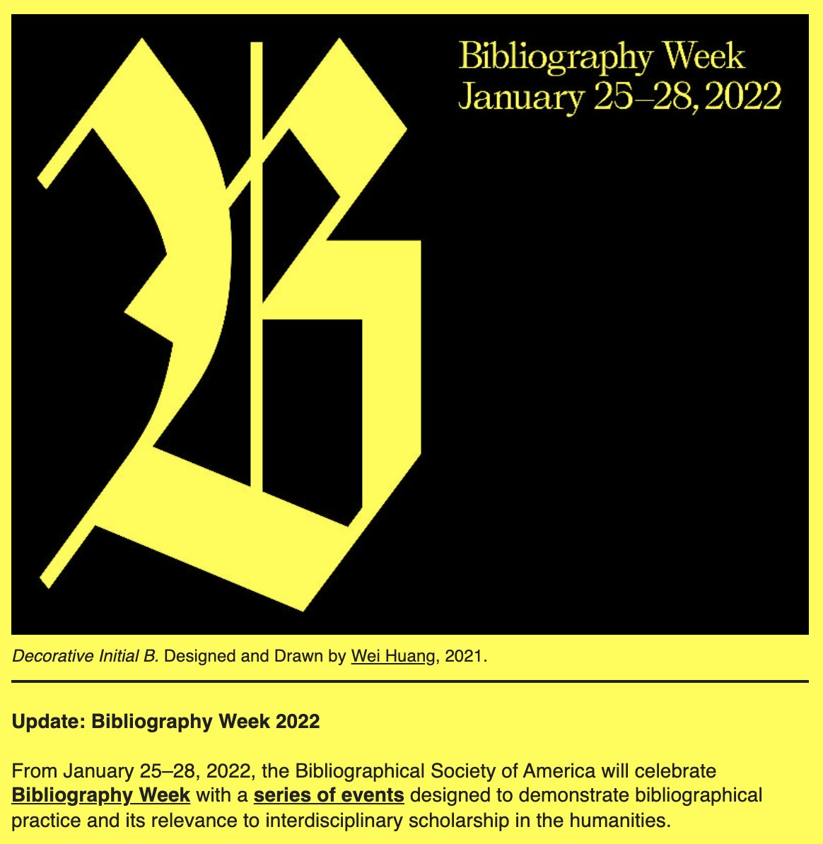 BibSocAmer's tweet photo. #BSABibWeek22 is *next week* !
Join us for a week of virtual &/or in-person events.
👀 the full program & an update on in-person safety in our latest newsletter: https://t.co/xHOMl67t5O
👀 check out the New Scholars papers on YouTube for early viewing: links in the newsletter! https://t.co/nGPVxul2wj