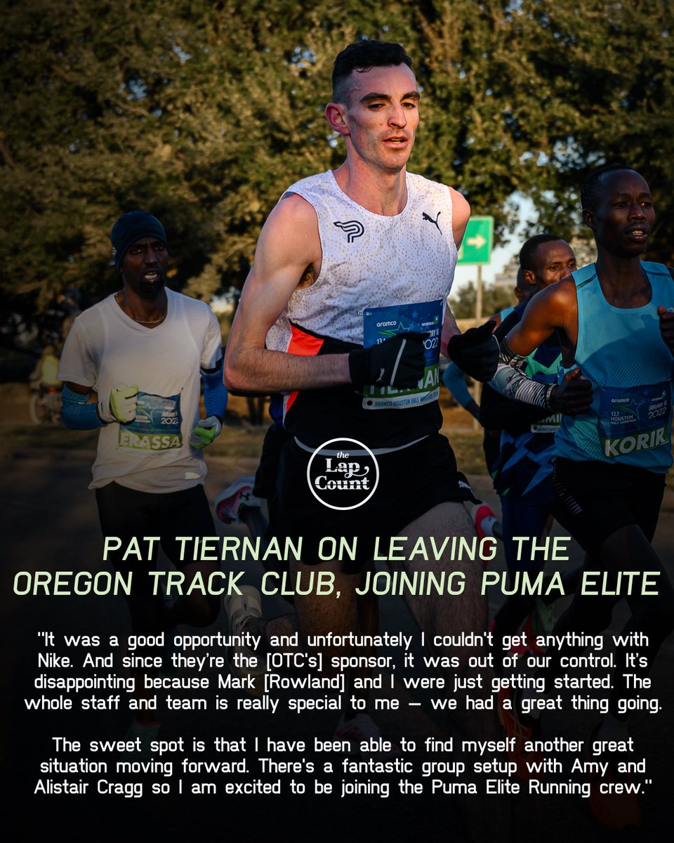 CITIUS MAG (@citiusmag) on Twitter photo 🌲 ➡️ 🐅
In <a href="/TheLapCount/">The Lap Count | Track & Field Newsletter</a>, <a href="/tiernan_patrick/">Patrick Tiernan</a> opened up about his "bittersweet" departure from <a href="/OregonTCElite/">Oregon TC Elite</a> and joining <a href="/PUMARunning/">PUMA Running</a> elite.
thelapcount.substack.com/p/giddy-up-yall
thelapcount.substack.com/p/giddy-up-yall 🌲 ➡️ 🐅
In <a href="/TheLapCount/">The Lap Count | Track & Field Newsletter</a>, <a href="/tiernan_patrick/">Patrick Tiernan</a> opened up about his "bittersweet" departure from <a href="/OregonTCElite/">Oregon TC Elite</a> and joining <a href="/PUMARunning/">PUMA Running</a> elite.
thelapcount.substack.com/p/giddy-up-yall
thelapcount.substack.com/p/giddy-up-yall