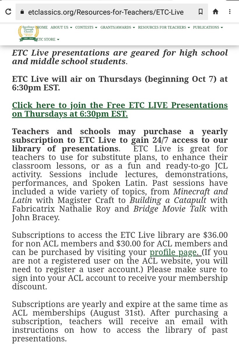 etclassics's tweet photo. To access Thursday's FREE #ETCLive presentation with @GeorgetheMighty and for information on subscribing for access to the entire #ExcellenceThroughClassics library, go to https://t.co/pbjSggAy5o

#LatinIsFun https://t.co/qe1oC2vyrd