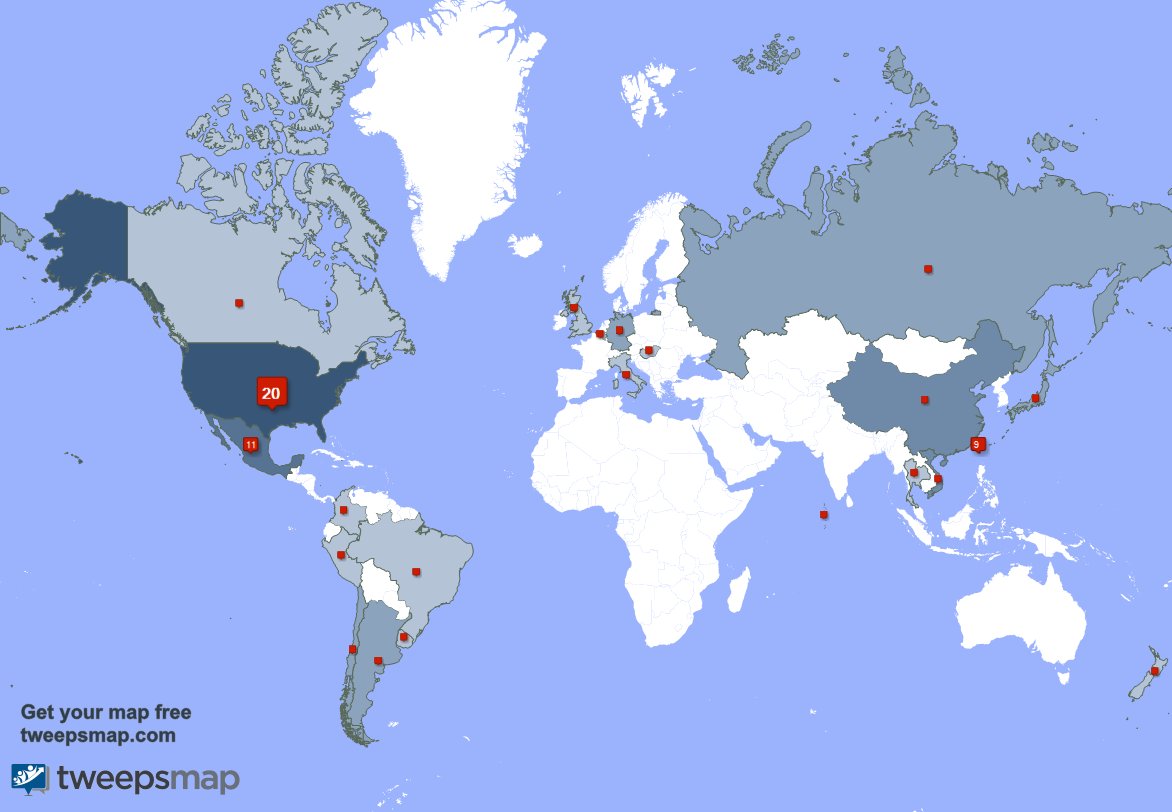 killinganger's tweet photo. My followers are in USA(20%), Mexico(11%)... Get your map too: https://t.co/c3rdknM28N https://t.co/xw6tUYRcnR