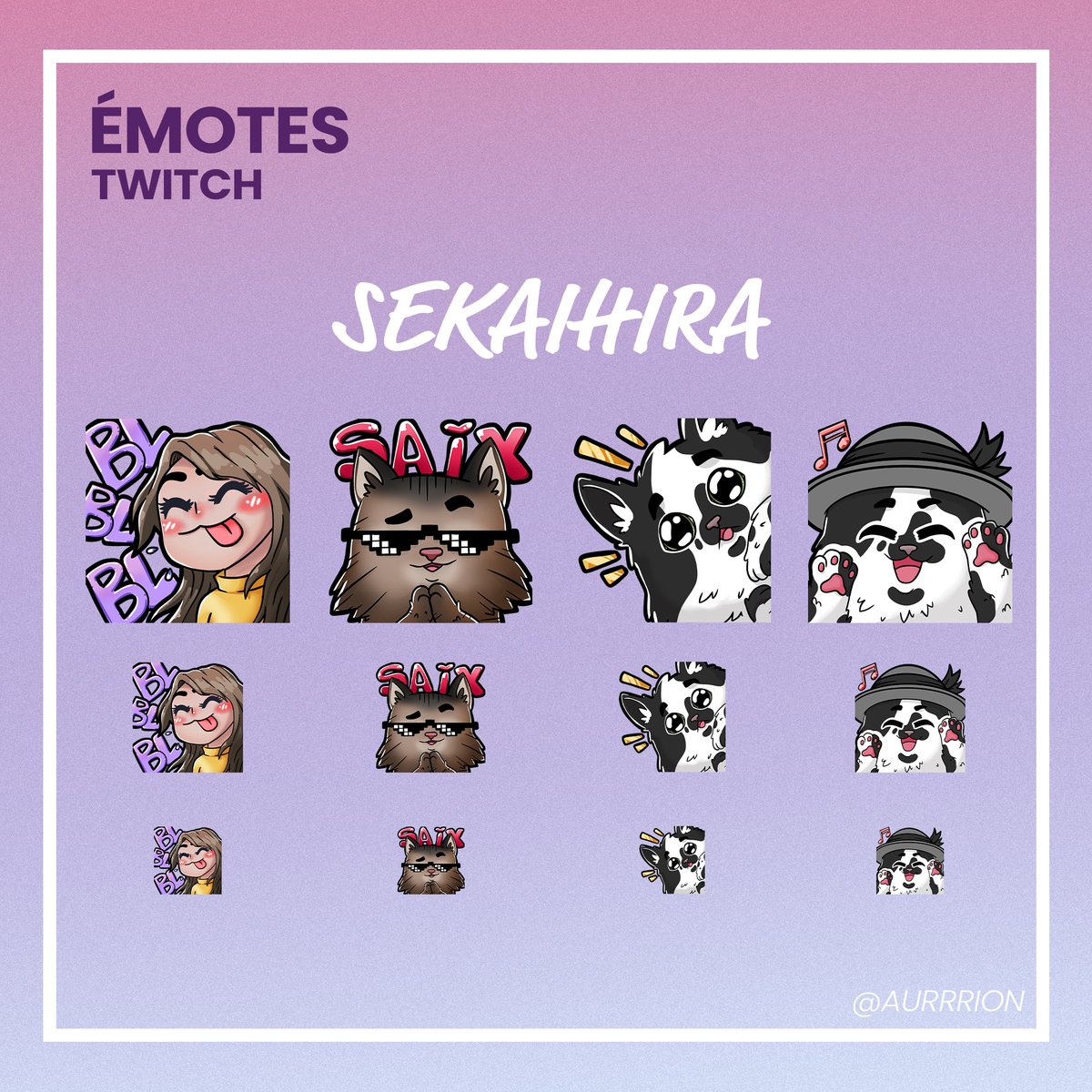 A pack of emotes i've done for twitch streamer @sekaihiratwitch

Un pack d'émotes que j'ai réalisé pour la streameuse @sekaihiratwitch

#Emote #emotes #twitch #TwitchStreamers #illustrateur