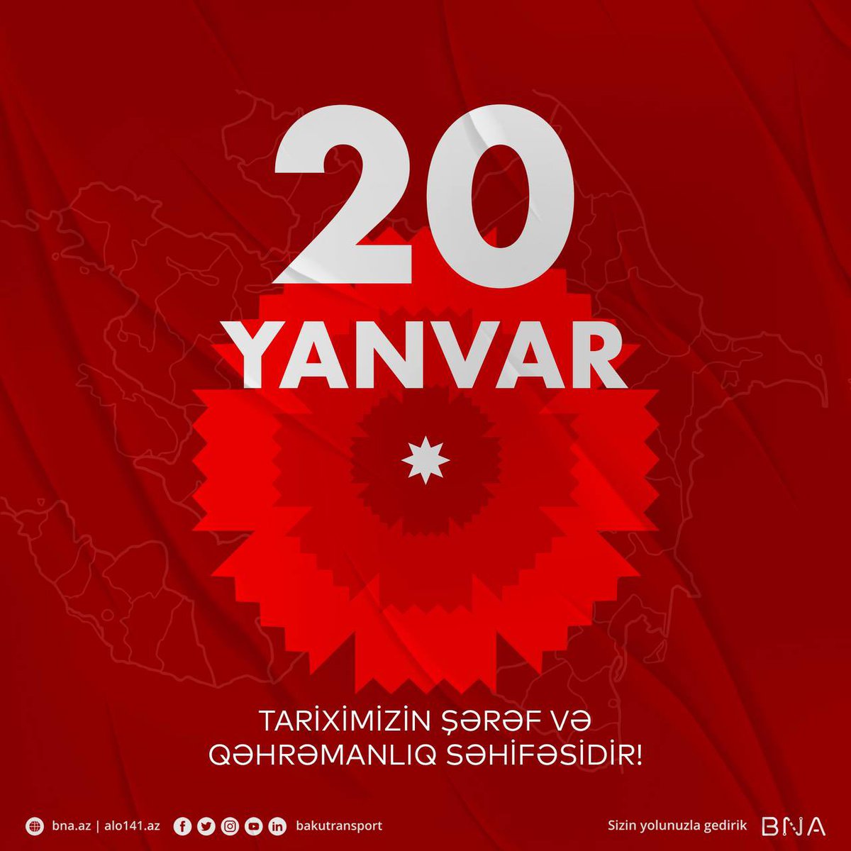 azetransport's tweet photo. 🇦🇿 Azərbaycan Respublikasının müstəqilliyi uğrunda canlarını fəda edən #20Yanvar faciəsi qurbanlarının əziz xatirəsini hörmət və ehtiramla anırıq.

#20January #BlackJanuary  #20January1990 #BakıNəqliyyatAgentliyi #BNA #BakuTransportAgency #BTA https://t.co/cO0nkhUbIF