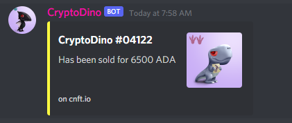 cryptodino_io's tweet photo. Just Dino shopping .🦖💚 Congratulations to the seller as well as the new owner. 🔥 #CryptoDino #CNFT https://t.co/mn7VuMoISf