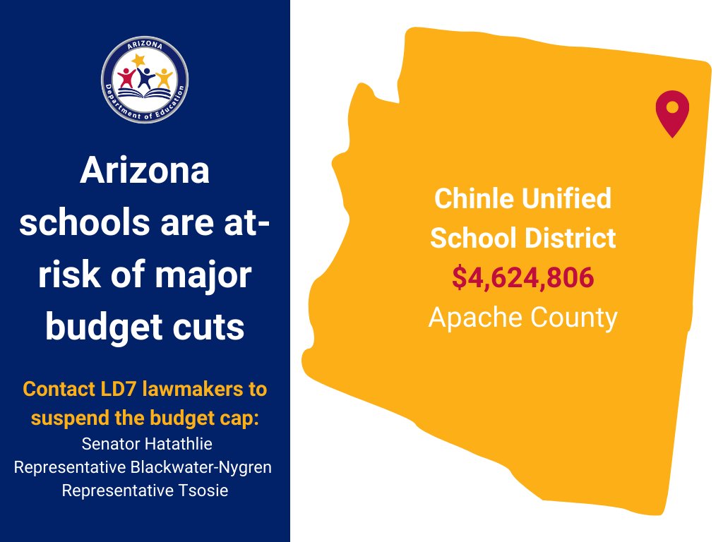 Chinle Unified School District serves over 3,400 students and is led by lifelong resident Superintendent Quincy Natay, 2021 AZ Superintendent of the Year. Without a solution, Chinle and Apache County district schools will lose $14.9 million in 40 days.