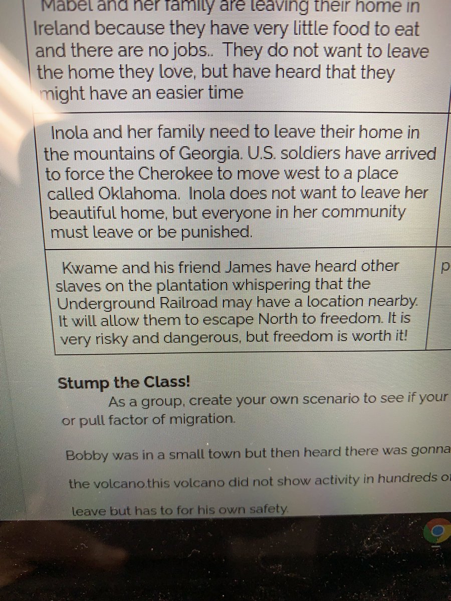 Had a great discussion on these questions in @MrsHilliardHCES class during social studies about the push and pull factors of migration <a href="/HortonsCreekES/">Hortons Creek ES</a>