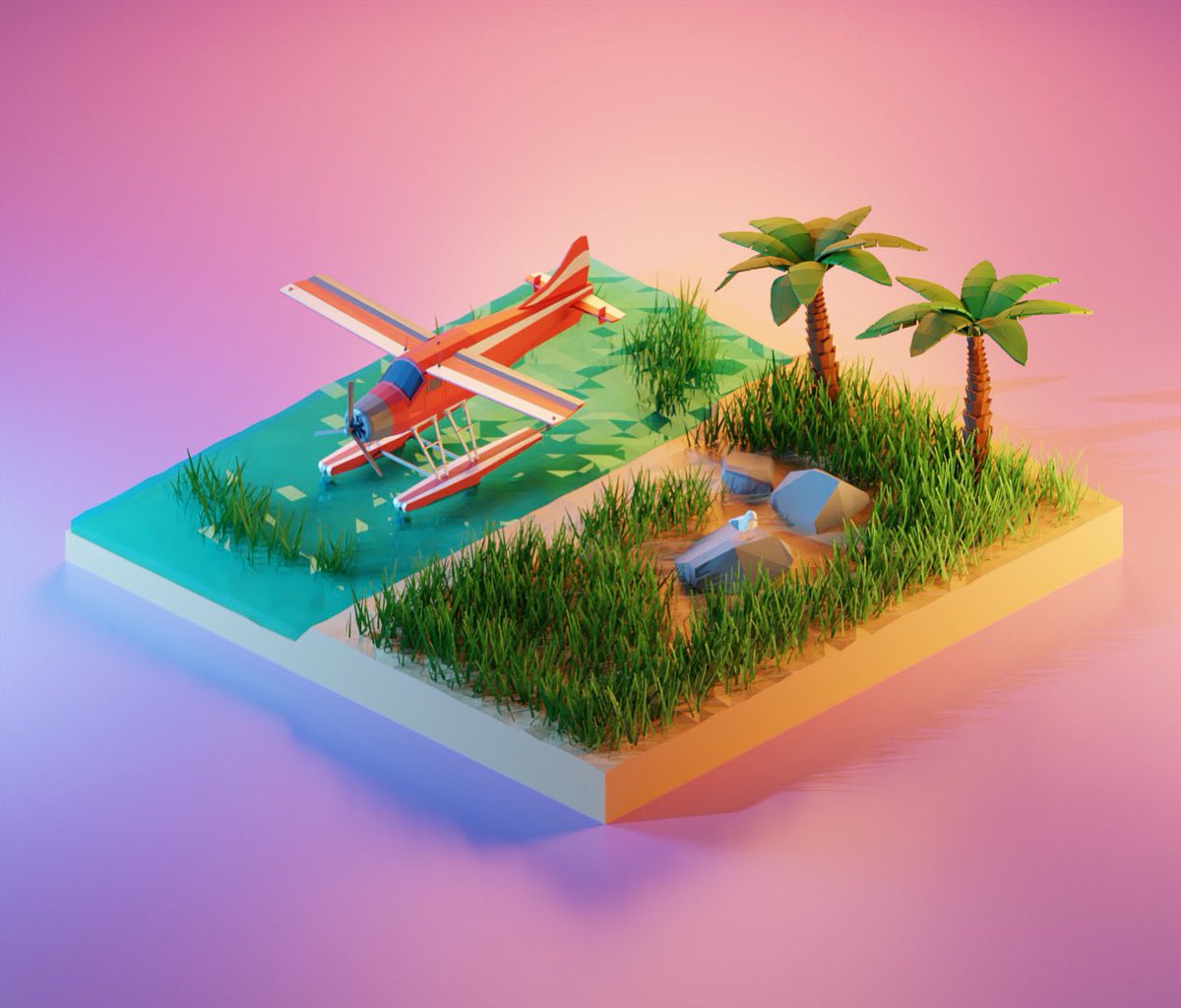 Seaplane  #lowpoly #blender3d #3dart #gamedev