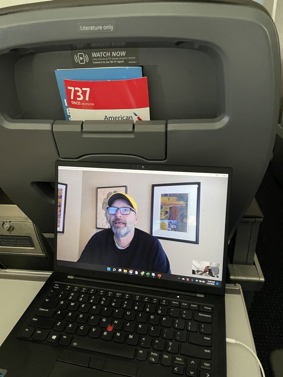 Clean, crisp <a href="/SlackHQ/">Slack</a> video calls at 35k feet with your co-founder pretty much sum up this remote work thing. I think it might be here to stay :).

#remotework #worktech #workfromanywhere