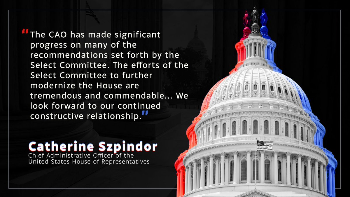 ModernizeCmte's tweet photo. 🧵🪡 

Tune in at 9⃣ AM ET tomorrow to hear from @CAOHouse  Chief Administrative Officer Catherine Szpindor on the progress made on 🔑ModCom recommendations surrounding accessibility, staff retention, technology, and more. https://t.co/8SsaKLLMEy