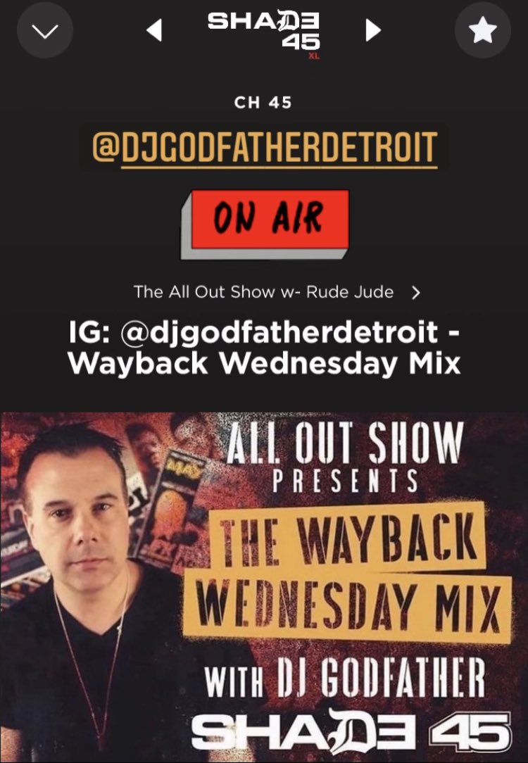 That @DJ_Godfather #WaybackWednesday Mix is on right now on the #AllOutShow w/ @rude_jude on @Shade45 #SXMHipHop