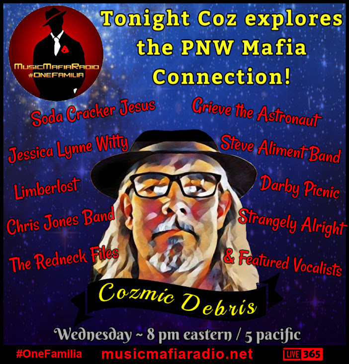 MusicMafiaRadio's tweet photo. ⭐️ Tonight at 8pm ~ @DebrisCozmic explores the relationships &amp; connects the dots between the #PNWmafia - @ReganSCJ #GrieveTheAstronaut @mauricethefish @jlynnewitty @saliment @Limberlost_Band @darbypicnic @chrisjonesband @strangelyalrite  #theredneckfiles
https://t.co/mcXzFt2l3F https://t.co/tNFO17LX3j