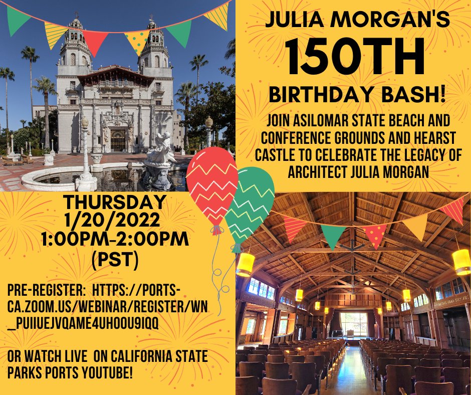 Hearst Castle (@hearstcastleshm) on Twitter photo Celebrate Julia Morgan's architectural legacy and birthday in this <a href="/portsprogram/">CA State Parks PORTS Program</a> and join us as we experience two of her most famous projects!
<a href="/HearstCastleSHM/">Hearst Castle</a>
<a href="/AsilomarSB/">Asilomar State Beach</a>
Register here:
ports-ca.zoom.us/webinar/regist…
#CAStateParks
#architecture Celebrate Julia Morgan's architectural legacy and birthday in this <a href="/portsprogram/">CA State Parks PORTS Program</a> and join us as we experience two of her most famous projects!
<a href="/HearstCastleSHM/">Hearst Castle</a>
<a href="/AsilomarSB/">Asilomar State Beach</a>
Register here:
ports-ca.zoom.us/webinar/regist…
#CAStateParks
#architecture