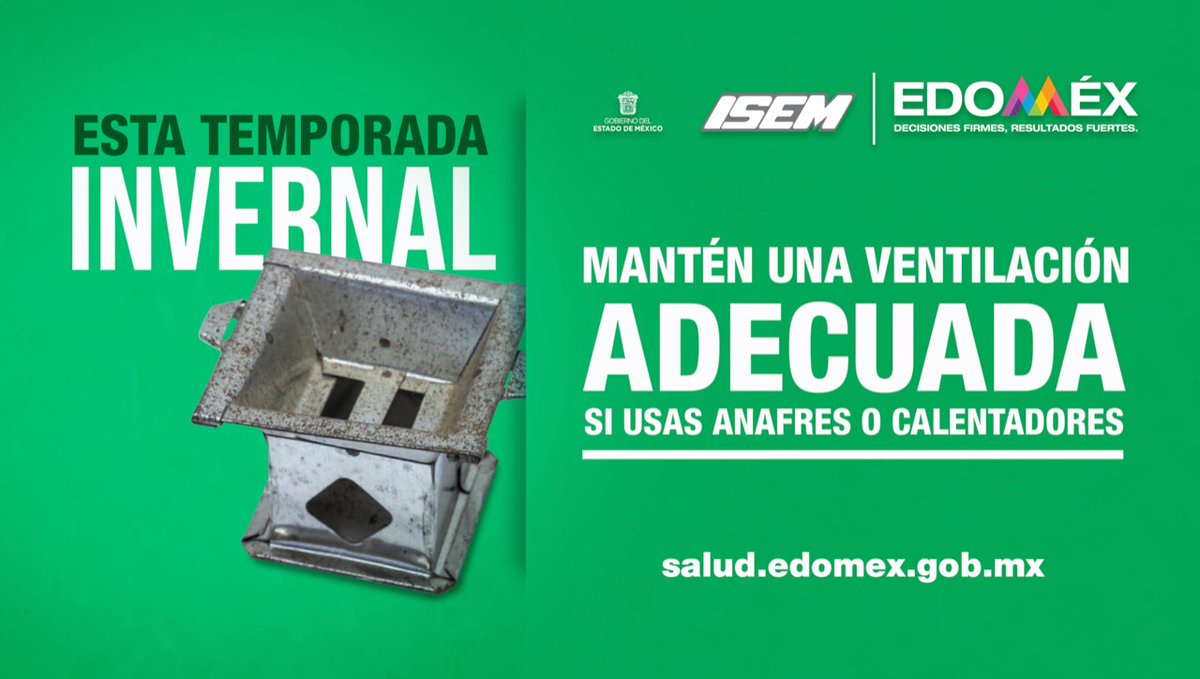 En esta #TemporadaInvernal, mantén una ventilación adecuada si usas anafres o calentadores. 
#PrevenirEsSalud