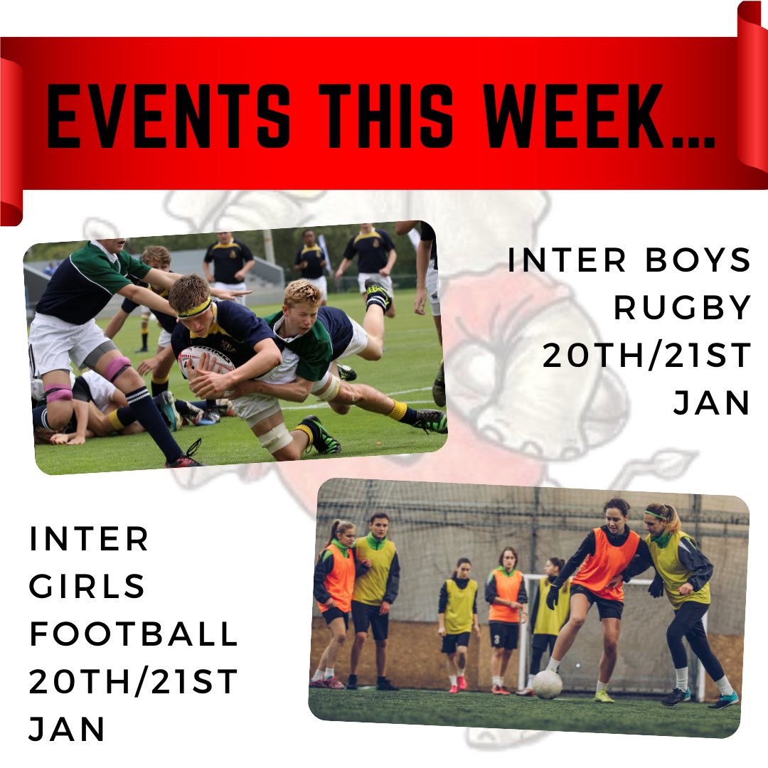 Inter boys rugby 🏉 and inter girls football ⚽️ commences tomorrow! Best of luck to all competitors 👏 spectators make sure you’re out there supporting!