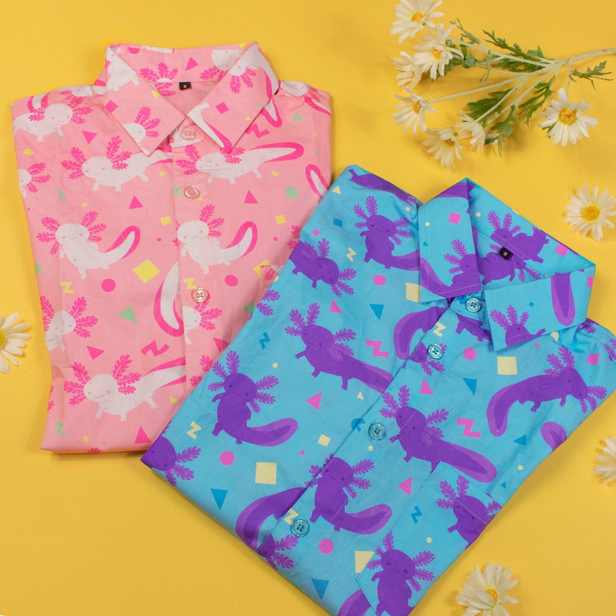 sealkiecove's tweet photo. Cotton axolotl button downs are coming soon! ✨

Pre/or/ders will start January 25th, 3pm EST! https://t.co/skydWMqQdy