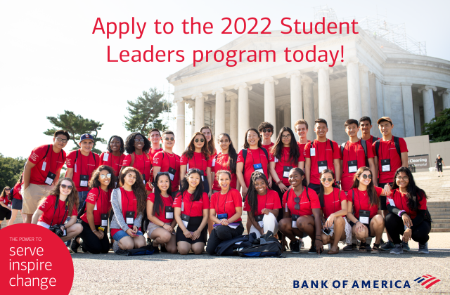 You don't want to miss it - this year's #BofAStudentLeaders application closes Jan. 28! If you know any community-minded junior or senior high school students with a passion for leadership and creating social change, encourage them to apply ASAP ➡️ bit.ly/3fHPPgK
