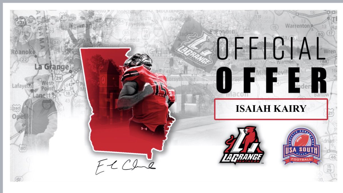 After a great talk with <a href="/Coach_Ruth01/">Jarred Rutherford</a>  I am proud to announce I have received an offer from LaGrange College @LCPanthers_FB #AGTG