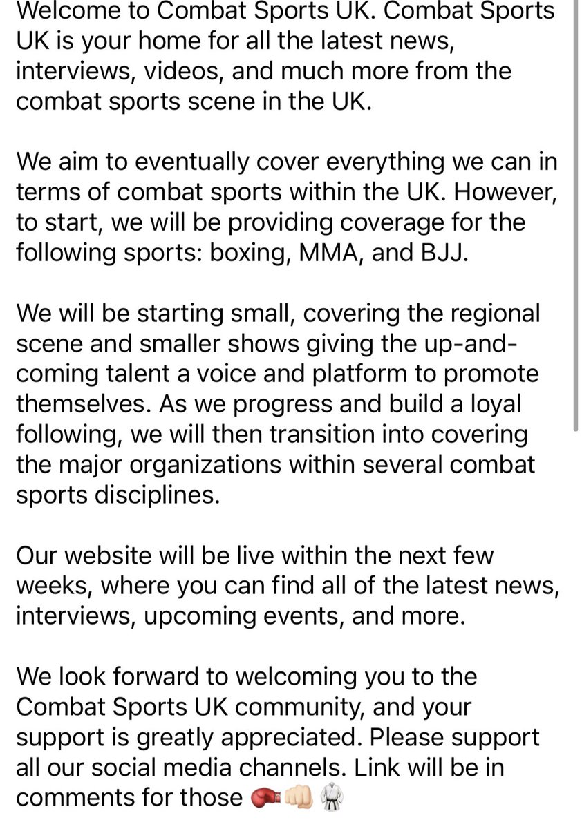 CombatSportsUK's tweet photo. Welcome to Combat Sports UK 🇬🇧

Your home for all the latest news, interviews, results, videos and much more 🥊👊🏻🥋

We look forward to being your go to hub for combat sports in the UK💥 https://t.co/QOE63KD9Qv