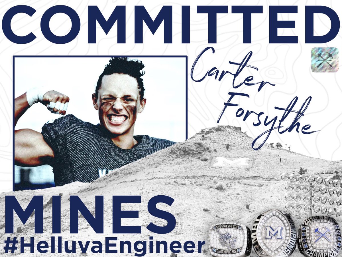 Super excited to announce that I’ve committed to continue playing football in college at the Colorado School of Mines! Thanks again to <a href="/CoachDiedrick/">Ryan Diedrick</a> <a href="/coachTthomas6/">Tripp Thomas</a> and whole Mines staff. Go Orediggers!
