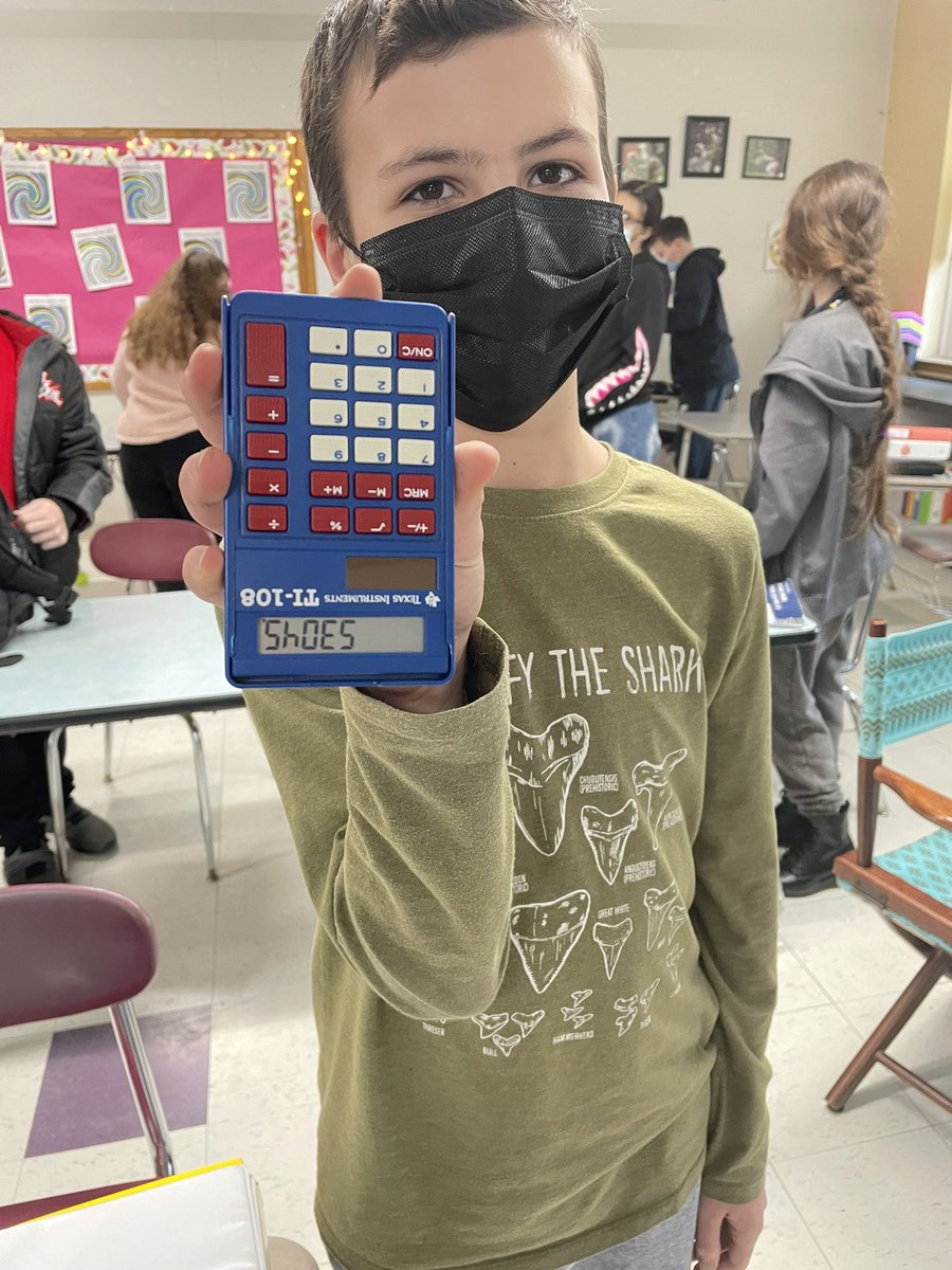 One of my kiddos….do you know you can make words on the calculator? Me 🤦🏼‍♀️ yes (and thinking to myself here it comes) And he shows me….shoes!
#stillinnocent #love6thgrade <a href="/HurleyMiddle/">Dr. Kevin Hurley MS</a>