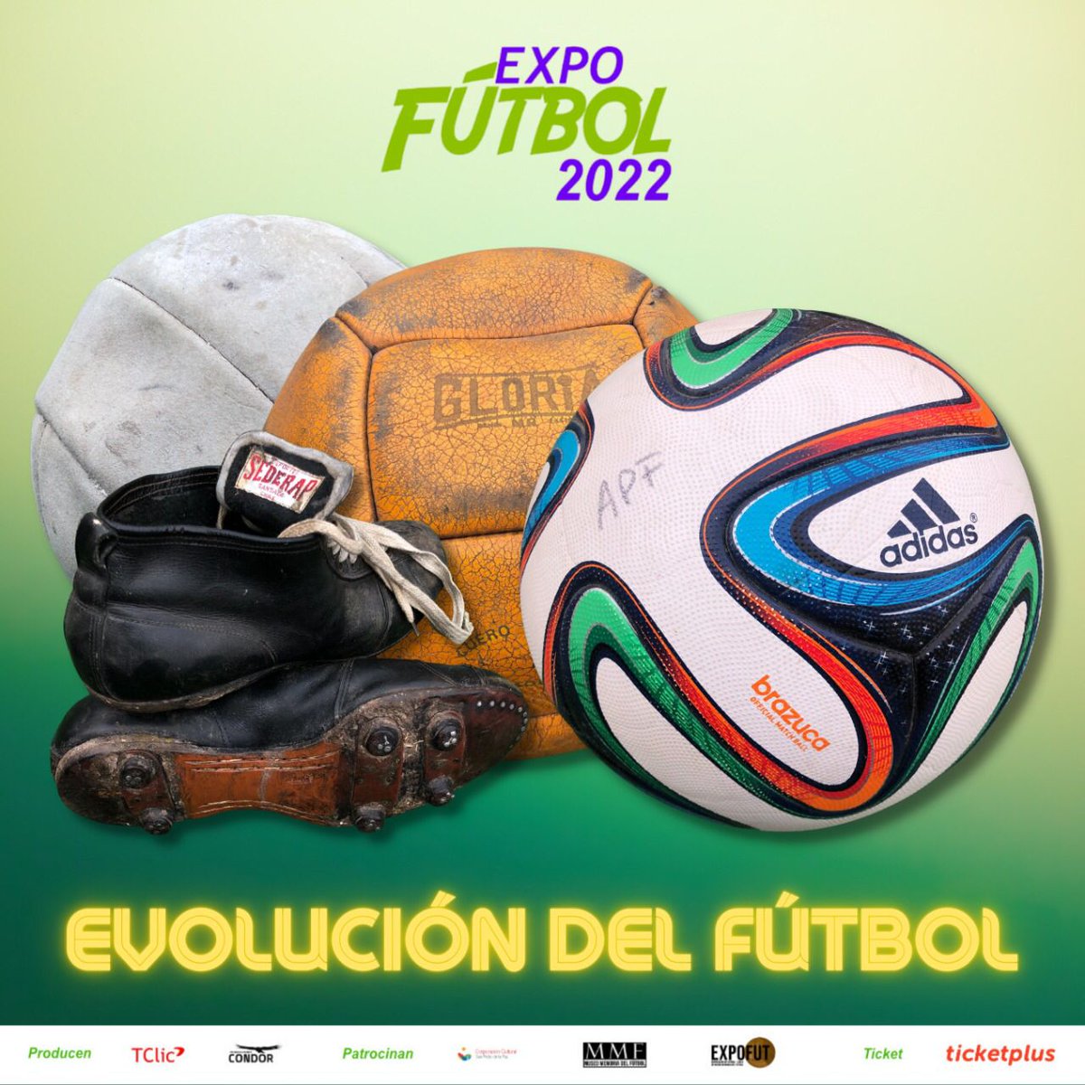 MMF_Chile's tweet photo. ¡La “EVOLUCIÓN DEL FÚTBOL” dirá presente en la Expo Fútbol 2022! Desde el 21 al 23 de enero en Corporación Cultural San Pedro de la Paz: zapatos y balones de todas las épocas en una exposición única. 
🎟 Asegur tu entrada en TicketPlus.
#ExpoFut #MuseoMemoriaDelFutbol #Concepcion https://t.co/EMIYNFXhAg