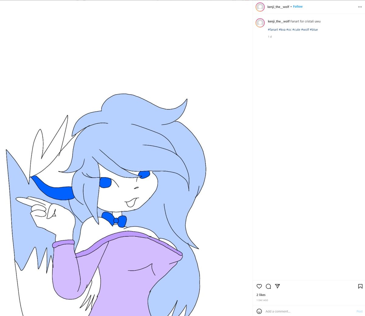 Exposing_SSkulz's tweet photo. This drawing is actually traced from the pfp of cristali ( the one shown is avvy ) and is normally the pfp of every single white wolf account ever https://t.co/FRmLu8uzuh