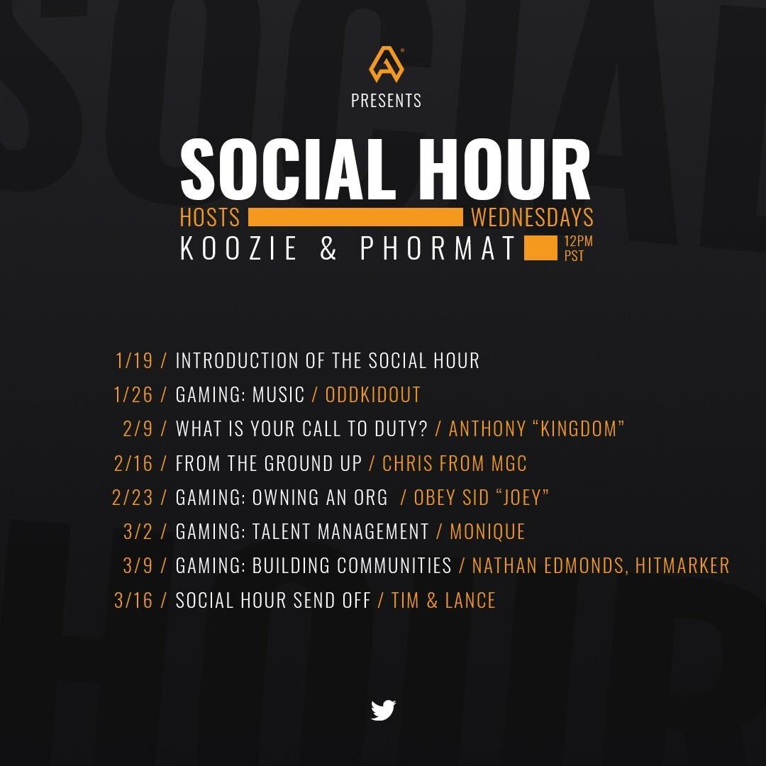 AMGinfluence's tweet photo. Today we kick off a new series of Twitter Spaces starting with #AMGSocialHour hosted by @ProK00zie  @PH0RMAT at 12pm PT ⚡️

Link for RSVP: https://t.co/Rj7tRFC5Cv https://t.co/oJNZYw0aQg